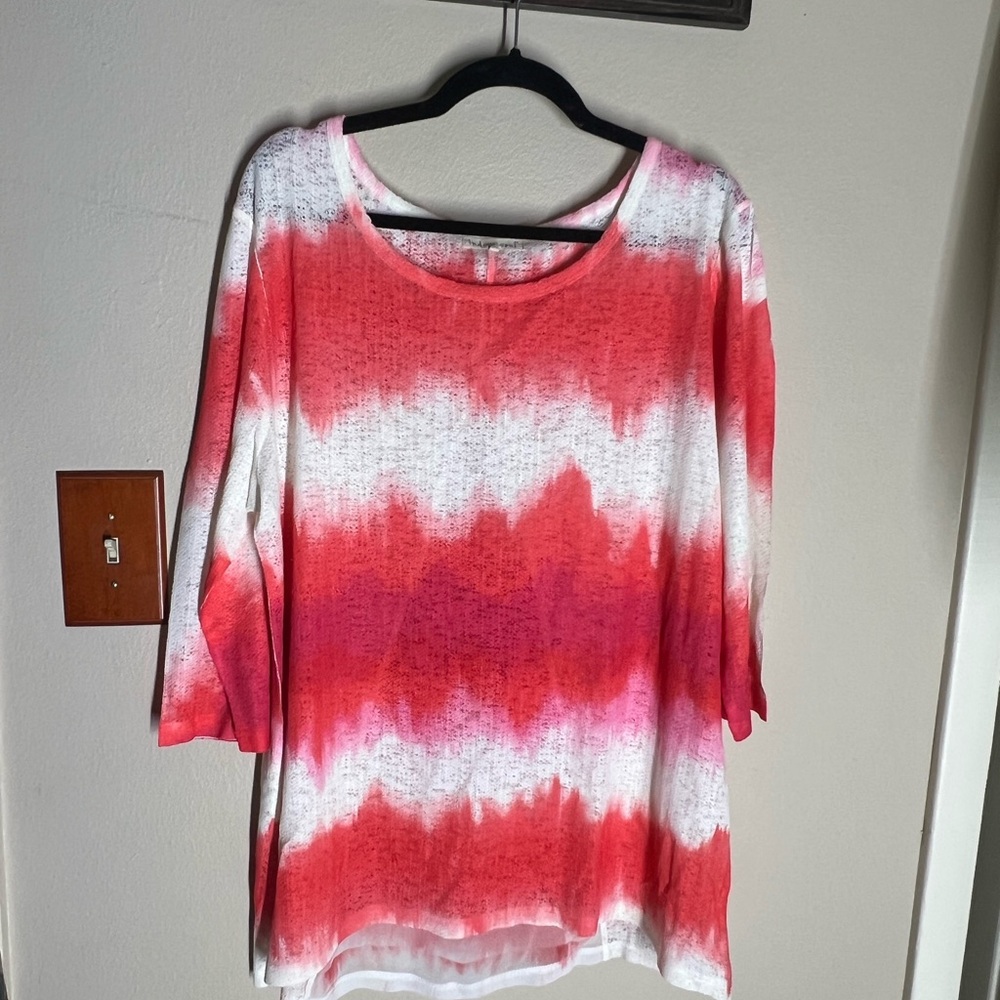 indigo soul Red Pink Ombre Tunic Top